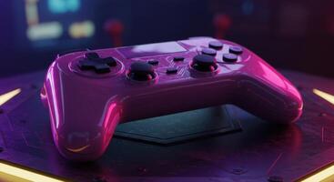 Purple Game Controller on Table photo