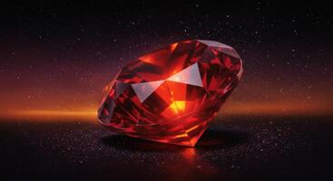 Glowing Crimson Diamond Cosmic Sparkle and Elegant Facets photo