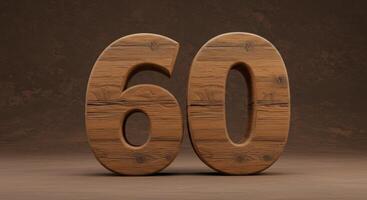 Rustic Wooden Number Sixty A Detailed, Textured Image photo