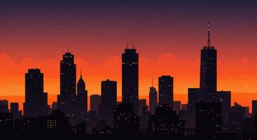 Silhouette of a city skyline at sunset creating a warm and vibrant backdrop photo