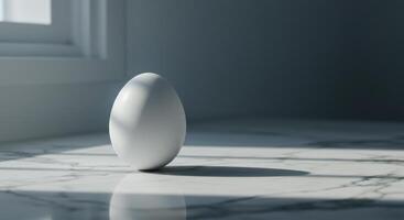 Solitary Egg Minimalist Still Life in Soft Light photo