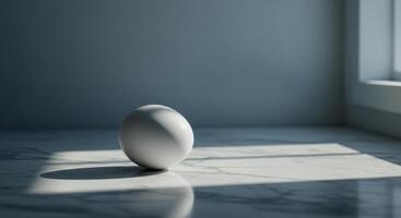 Serene White Sphere on Marble A Minimalist Light Study photo