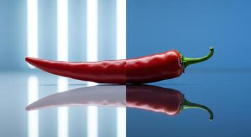 Red Chili Pepper A Bi-chromatic Still Life Study photo