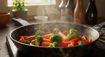 Steaming Vegetables A Rustic Kitchen Scene photo