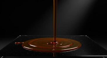 Chocolate Pour on Black Surface photo