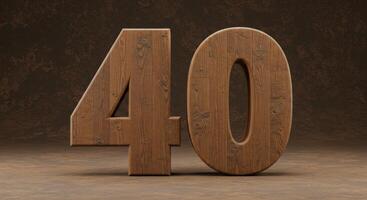 Rustic Wooden Number Forty A Dark, Textured Design photo