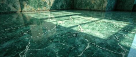 Green marble texture with natural light reflections photo