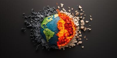 Global Warming Climate Change Earth Destruction Burning Planet Fragile Ecosystem Environmental Crisis photo