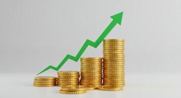 Financial growth with stacked coins and green arrow symbolizing success photo