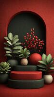 Vibrant arrangement with plants and textures in a modern indoor setting photo