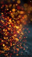 Vibrant display of red and orange bokeh lights creating a warm atmosphere during an evening gathering photo