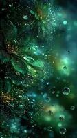 Colorful abstract floral pattern with glimmering light effects in green hues photo