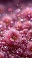 Sparkling pink flowers with shimmering bokeh on a softly blurred background during daylight photo