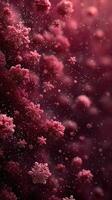 Intricate patterns of delicate pink snowflakes surrounded by a dreamy haze in a winter wonderland photo