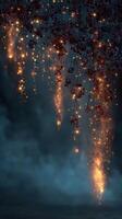 Sparkling blossoms illuminate a mystical night under a starlit sky with ethereal glow and enchanting atmosphere photo