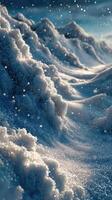 Snow drifts glisten under soft light in a serene winter landscape at dusk photo