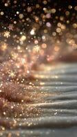 Glittering snowflakes and shimmering lights create a magical atmosphere during winter celebrations photo