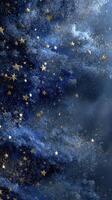 Starry night sky over a serene landscape filled with swirling clouds and sparkling lights photo