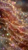 Cosmic dust patterns create a mesmerizing abstract design in soft tones of gold and silver photo