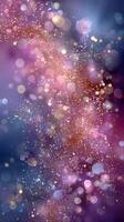 Beautiful abstract background filled with colorful bokeh effects and glitter particles in a starry night theme photo