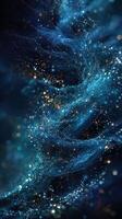 Beautiful cosmic waves filled with shimmering stars and vibrant blue tones in a deep space setting photo