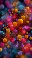 Colorful bubbles in vibrant shades create a mesmerizing abstract background full of energy and liveliness photo