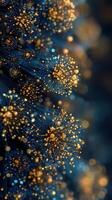 Vibrant abstract representation of luminous flower-like structures glowing in dark background photo