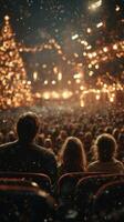 Crowd enjoys luminous performance during festive evening at a theater filled with lights photo