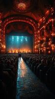 Spectacular theater performance captivates audience in ornate hall during evening show photo