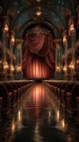 Elegant theater interior with ornate details and dramatic lighting in a stunning performance space photo