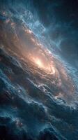 Swirling galaxy emits radiant light in a cosmic display of beauty and wonder photo