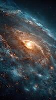 Vibrant spiral galaxy illuminated by stars captured in deep space during a cosmic observation photo