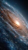 Stunning spiral galaxy illuminated by starlight and cosmic dust, revealing intricate structures in deep space photo