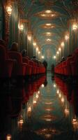 Luxurious theater interior captures audience anticipation before a performance in ornate surroundings photo