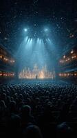 Winter concert takes place in an ornate theater filled with a snow-themed atmosphere and a crowd enjoying the holiday spirit photo