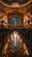 Elegant theater interior filled with audience awaiting performance during holiday season event in beautiful venue photo