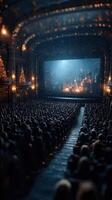 Audience captivated by enchanting performance in historical theater at night during winter season photo