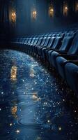 Stars reflected on the elegant theater floor during a magical performance at night photo