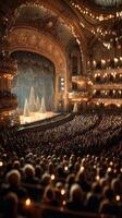 Winter concert in an ornate theater filled with audience admiring festive decorations and enchanting performance photo