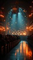 Captivating theater performance with shimmering lights and an engaged audience in an ornate venue photo