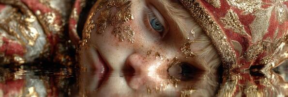 Exquisite doll portrait reflecting delicate details in a serene setting photo