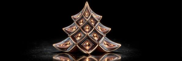 Decorative metal tree sculpture with intricate design illuminated glowing from within photo