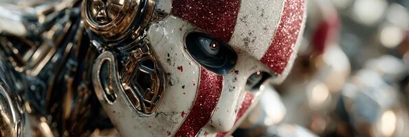 Robotic figures with intricate designs stand out in a dynamic environment showcasing futuristic art photo