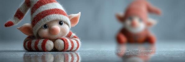 Cute handcrafted gnomes display in a cozy indoor setting with soft lighting and playful details photo