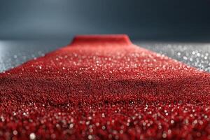 Shimmering red carpet leads the way to a glamorous event setting, showcasing elegance and anticipation for guests photo
