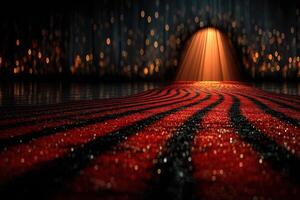 Vibrant pathways illuminated by soft light in a surreal, artistic landscape at night photo