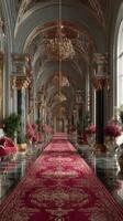 Elegant hallway with ornate decor and luxurious furnishings in a grand historical building photo