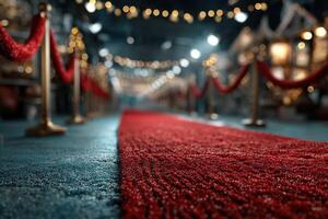 Luxurious red carpet event featuring lights and decorations during festive season celebration photo