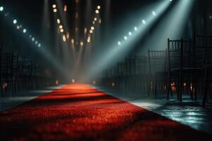Elegant red carpet event with dramatic lighting and an inviting atmosphere for a memorable occasion photo