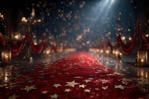 Red carpet gala entrance with stars and lighting at an elegant venue for a special event photo